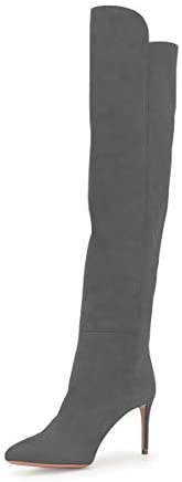 FSJ Women Fashion Closed Pointy Toe Knee High Boots High Stiletto Heels Long Boot Pumps Office Date Shoes