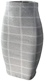 Women‘s Elastic Waist Stretch Basic Bodycon Midi Knee Length Pencil Skirt for Office and Home