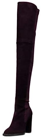 FSJ Women Fashion Closed Almond Toe Over Knee High Boots Chunky High Heel Pumps Winter Office Shoes