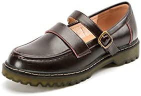KANGFEINI Round Toe Comfortable Driving Mocassin Casual Flat Shoes Anti-Slip Leather Leather Penny Loafers jk Mary Jane Women's Shoes