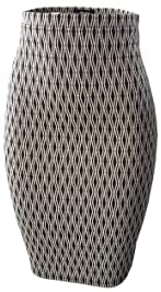 Women‘s Elastic Waist Stretch Basic Bodycon Midi Knee Length Pencil Skirt for Office and Home