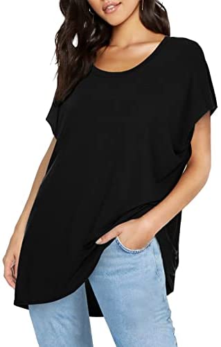 Women's Casual Solid Scoop Neck Summer Tops Sleeveless Loose Oversize Tees