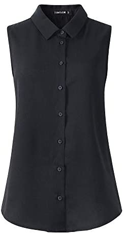 TIMSEM Womens Sleeveless Floral Printed Chiffon Casual Blouse Shirts Tops