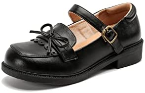 KANGFEINI Women's Kawaii Lolita Shoes Sweet Mary Jane Round Head jk Low Heel Ankle Strap Buckle Role-Playing Shoes
