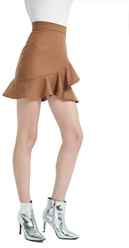 Womens High Waist Swing Ruffle Winter Fall Mini Midi Skirt