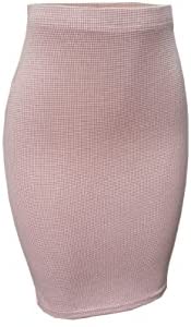 Women‘s Elastic Waist Stretch Basic Bodycon Midi Knee Length Pencil Skirt for Office and Home