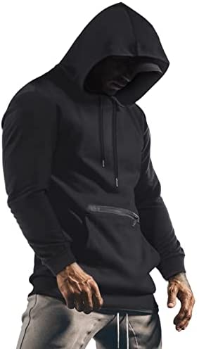 iWoo Mens Fashion Muscle T Shirts Hooded Workout Shirts with Pocket