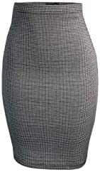 Women‘s Elastic Waist Stretch Basic Bodycon Midi Knee Length Pencil Skirt for Office and Home