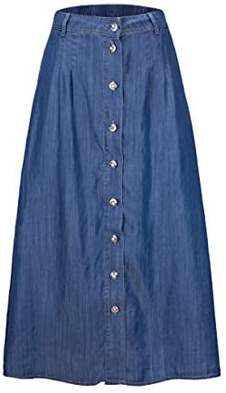 Womens A Line Long Lightweight Tencel Denim Tiered Skirt with Multi Layers