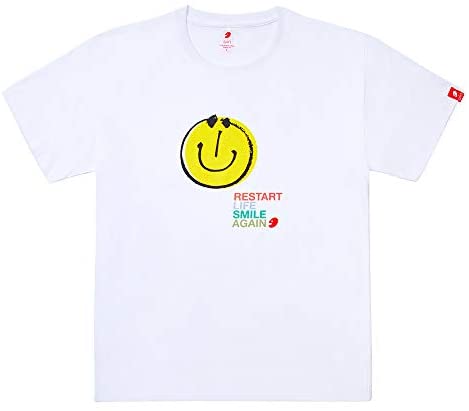 UIN Round Neck Casual Comfort Art Painted T-Shirt Short Sleeve Tee Smiley