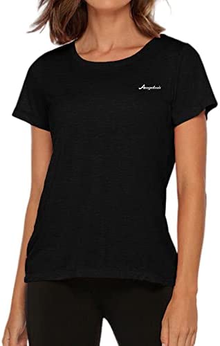 Women's Essential Short Sleeve Crew Neck Tee Tops Casual Workout Button and Split Back High Low T-Shirts
