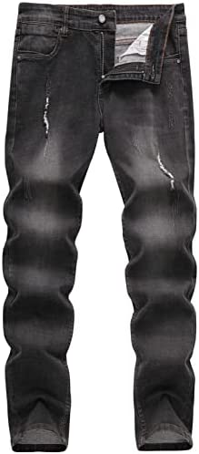 KLIEGOU Men's Ripped Slim Fit Tapered Leg Jeans
