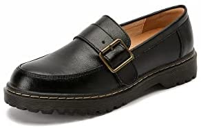 KANGFEINI Round Toe Comfortable Driving Mocassin Casual Flat Shoes Anti-Slip Leather Leather Penny Loafers jk Mary Jane Women's Shoes