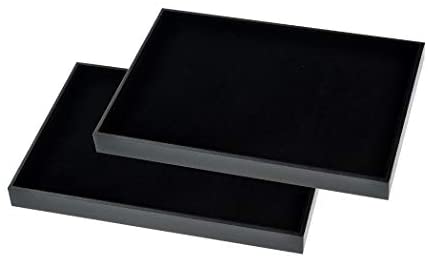 Ginasy Black Velvet Stackable Jewelry Tray Showcase Display(Jewelry Showcase 2PCS)