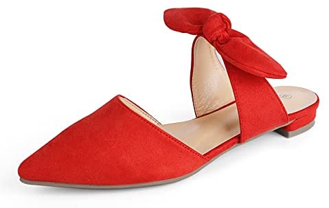 Heel The World Women's Mules Pointed Toe Flat Shoes with Bow