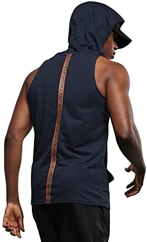 iWoo Men's Workout Hooded Sleeveless Gym Tank Tops Muscle Tee T Shirts with Hood