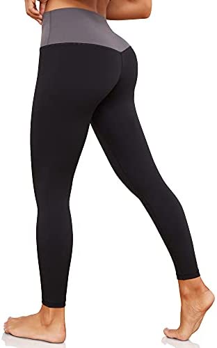 DUKAWA Womens Yoga Pants Leggings High Waist Tummy Control 2 Hidden Waistband Pockets,Nylon Soft Lightweight Moisture Wicking