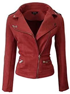 Faux Suede Jacket for Women Long Sleeve Zipper Up Casual Outwear