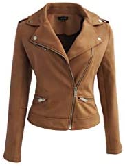 Faux Suede Jacket for Women Long Sleeve Zipper Up Casual Outwear