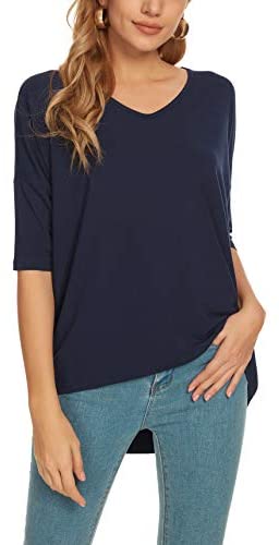 Urban CoCo Women's Casual V Neck T Shirt Short Sleeve Loose Tee Tops