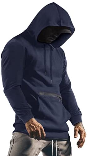 iWoo Mens Fashion Muscle T Shirts Hooded Workout Shirts with Pocket