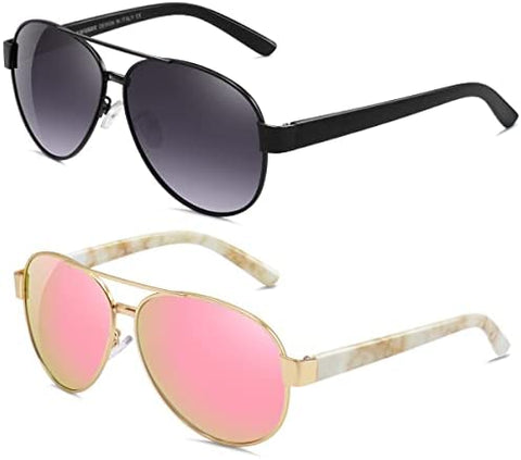 AWGSEE Aviator Sunglasses For Women Polarized UV Protection Sun glasses Mirrored Lens