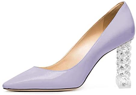 FSJ Women Elegant Pointed Toe Pumps Clear High Heels Lucite Slip On Classic Casual Office Shoes Size 4-15 US
