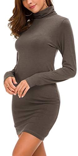 Women's Long Sleeve Turtleneck Bodycon T-Shirt Dress