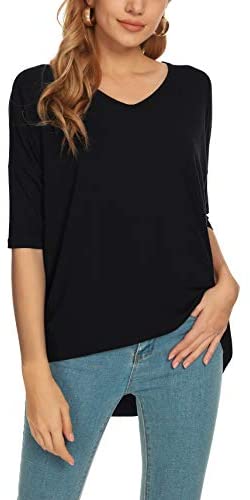 Urban CoCo Women's Casual V Neck T Shirt Short Sleeve Loose Tee Tops