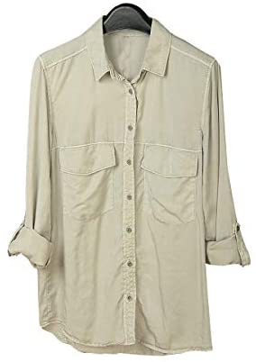 Women's Classic Button Down Blouse Shirt Casual Long Sleeve Solid Color T-Shirt
