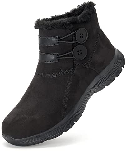 konhill Women's Winter Snow Boots - Warm Lining Ankle Booties Slip on Comfortable Outdoor Shoes