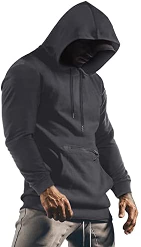iWoo Mens Fashion Muscle T Shirts Hooded Workout Shirts with Pocket