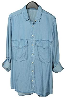Women's Classic Button Down Blouse Shirt Casual Long Sleeve Solid Color T-Shirt