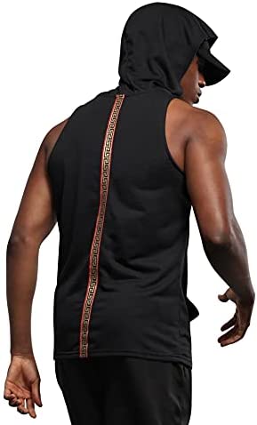 iWoo Men's Workout Hooded Sleeveless Gym Tank Tops Muscle Tee T Shirts with Hood
