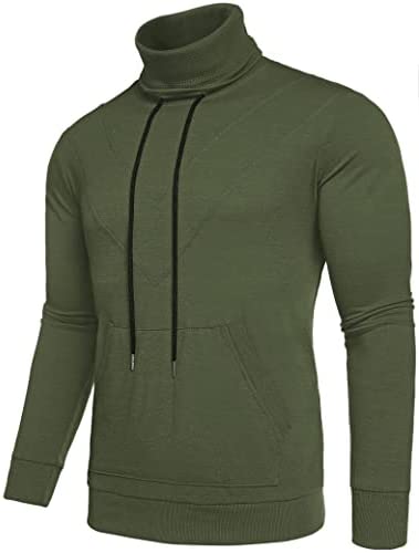iWoo Mens Thin Undershirts Turtleneck Long Sleeve Shirts High Neck Waffle Ribbed Sweatshirt Athletic Pullover Tops