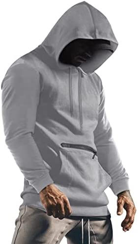 iWoo Mens Fashion Muscle T Shirts Hooded Workout Shirts with Pocket