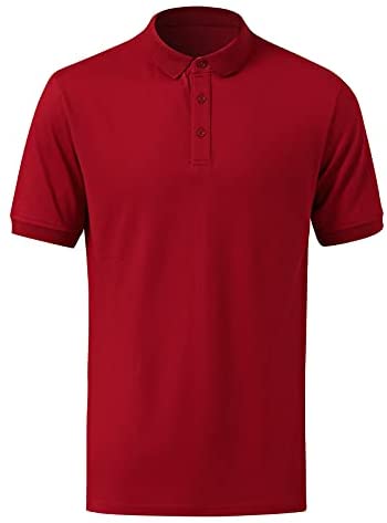 U/D Men's Classic Polo Collar Solid Color Casual Button T-Shirt