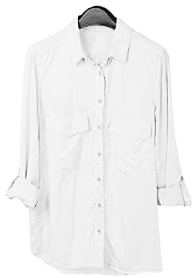 Women's Classic Button Down Blouse Shirt Casual Long Sleeve Solid Color T-Shirt