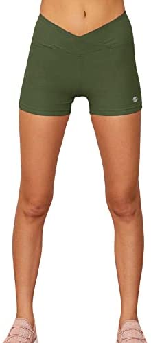Women's Casual Cross Waist Shorts Waist Ruched Solid Stretch Workout Running Biker Booty Yoga Short Pants