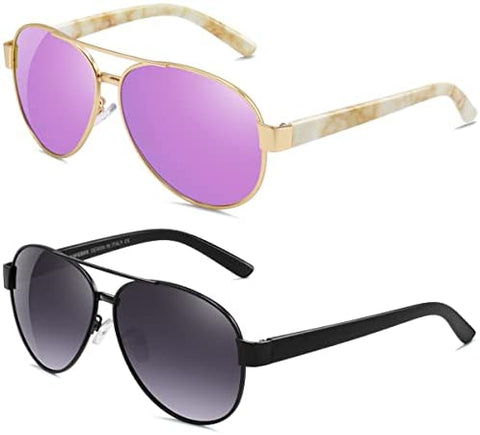 AWGSEE Aviator Sunglasses For Women Polarized UV Protection Sun glasses Mirrored Lens