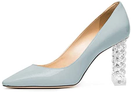 FSJ Women Elegant Pointed Toe Pumps Clear High Heels Lucite Slip On Classic Casual Office Shoes Size 4-15 US