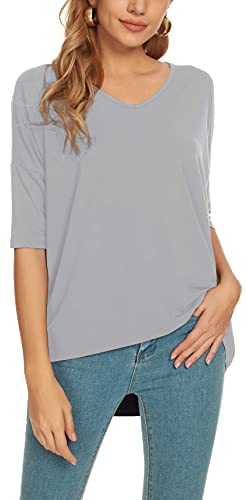 Urban CoCo Women's Casual V Neck T Shirt Short Sleeve Loose Tee Tops