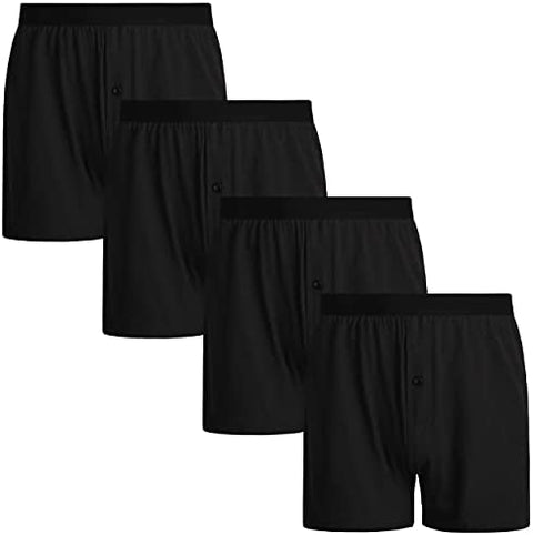 INNERSY Men's Cotton Boxer Shorts Knit Boxers with Soft Stretchy Waistband 4-Pack