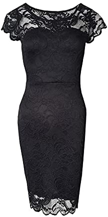 Women's Knee Length Short Sleeve Elegant Lace Dresses/Linning Dresses