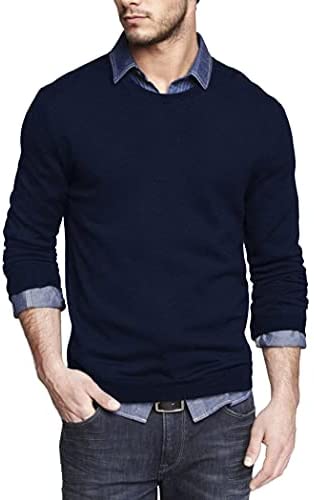 Men Knit Dress Sweater Slim Fit Crew Neck Long Sleeve Pullover Sweater