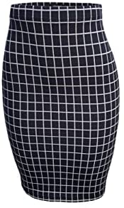 Women‘s Elastic Waist Stretch Basic Bodycon Midi Knee Length Pencil Skirt for Office and Home