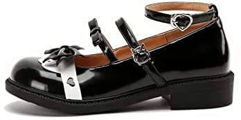 KANGFEINI Women's Kawaii Lolita Shoes JK Uniform cat Mary Jane Flat Shoes Sweet Princess Shoes