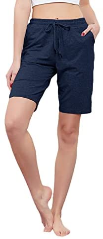 Women's Bermuda Shorts Workout Cotton Jersey Yoga Lounge Pajama Shorts with Pockets