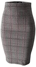 Women‘s Elastic Waist Stretch Basic Bodycon Midi Knee Length Pencil Skirt for Office and Home