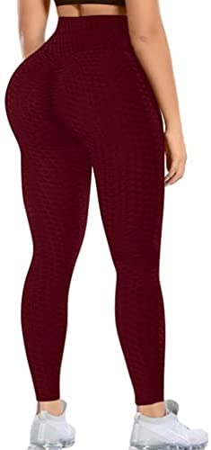Women's Ruched Butt Lifting High Waist Yoga Pants Stretchy Leggings Textured Booty Tummy Control Workout Ruched Tights